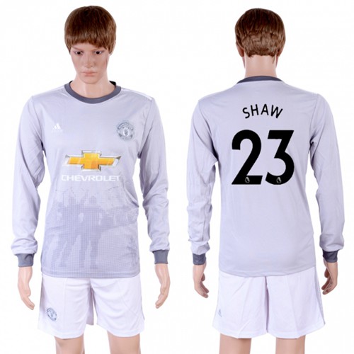 Manchester United #23 Shaw Sec Away Long Sleeves Soccer Club Jersey